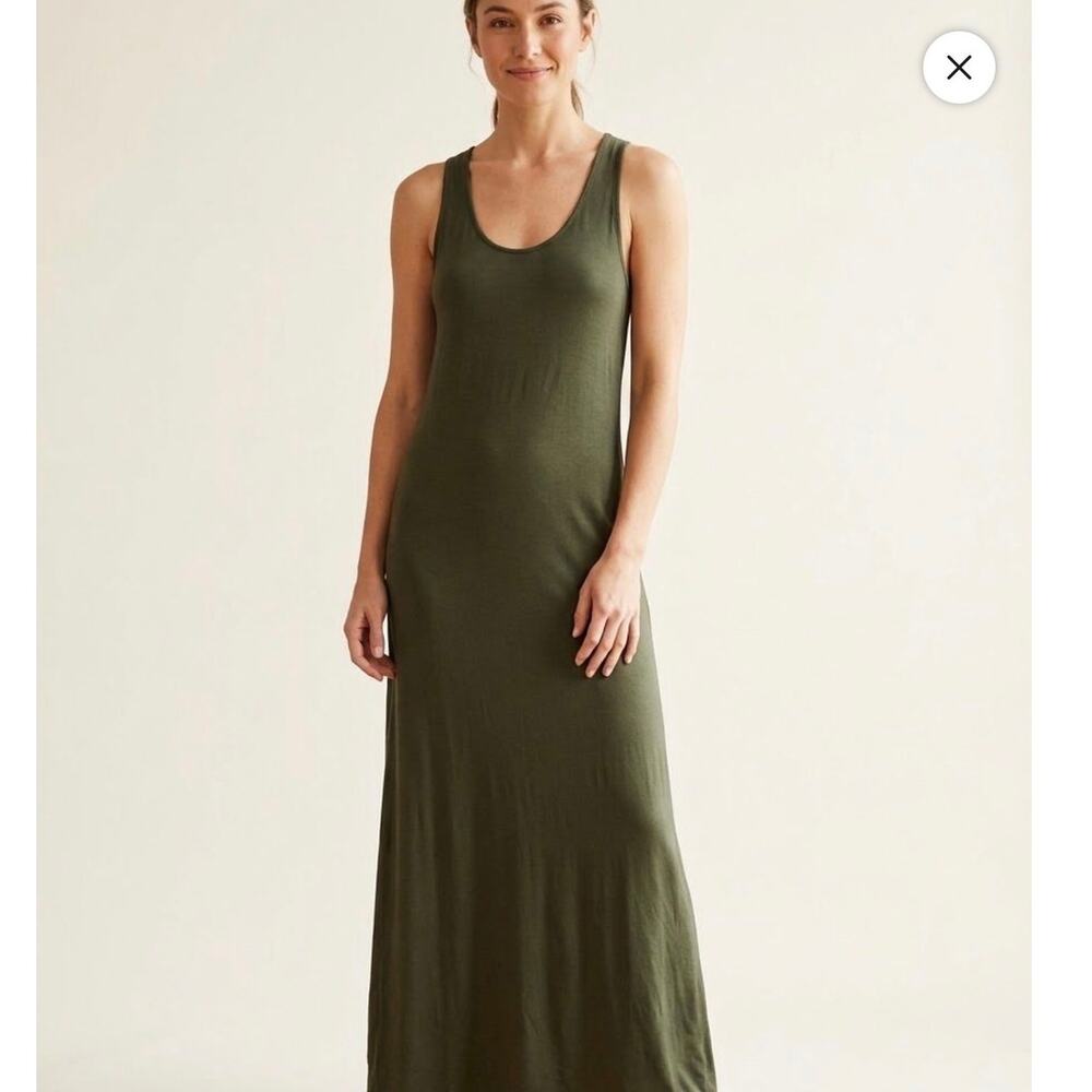 Brochu Walker Tank Maxi Dress Women's Size Small Olive Green Scoop Neck